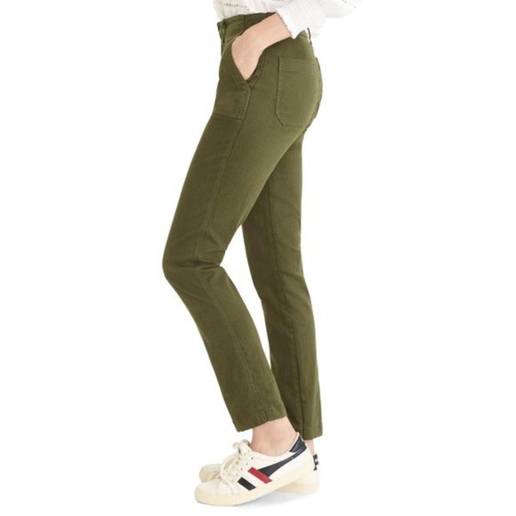 J. Crew Olive Slub Sateen Vintage Straight Cargo Pants - Picture 2 of 9